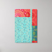 ORIENTAL Red Turquoise Pattern - Wrapped Canvas キャンバスプリント (正面)