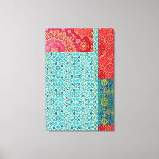 ORIENTAL Red Turquoise Pattern - Wrapped Canvas キャンバスプリント (正面)