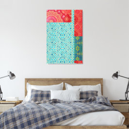 ORIENTAL Red Turquoise Pattern - Wrapped Canvas キャンバスプリント