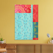 ORIENTAL Red Turquoise Pattern - Wrapped Canvas キャンバスプリント (インサイチュ (リビング))