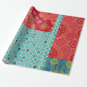 ORIENTAL Red Turquoise Pattern - Wrapping Paper ラッピングペーパー (アンロールド)