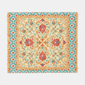 Oriental rug,ornate ornamental floral pattern,styl フリースブランケット (正面(横))