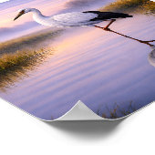 Oriental Stork at Dusk – Japanese Wild Birds Art ポスター (角)