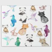 Origamiかわいい手描きの幾何学的なペーパー動物 ラッピングペーパー (フラット)