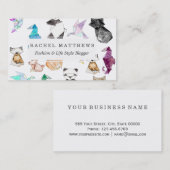 Origamiかわいい手描きの幾何学的なペーパー動物 名刺 (正面/裏面)