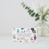 Origamiかわいい手描きの幾何学的なペーパー動物 名刺 (スタンド正面)