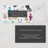 Origamiかわいい手描きの幾何学的なペーパー動物 名刺 (正面/裏面)