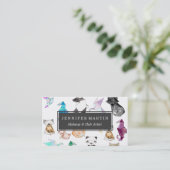 Origamiかわいい手描きの幾何学的なペーパー動物 名刺 (スタンド正面)