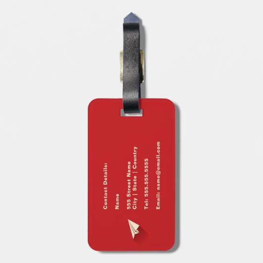 Origamiのパーソナライズな飛行機 ラゲッジタグ (裏面縦)