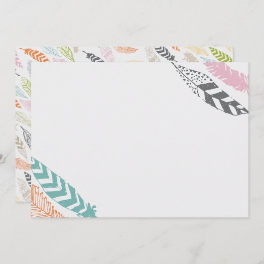 Origamiのプリントによる羽のプリント5x7の文房具 ノートカード (正面/裏面)