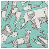 origamiの動物のditsyミント ファブリック (クローズアップ)