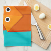 Origamiの明るくかわいいキツネ キッチンタオル (四つ折り)