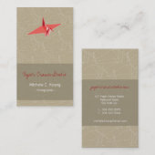 Origamiの赤の紙クレーン禅の日本のな近代美術 名刺 (正面/裏面)