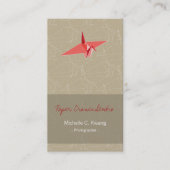 Origamiの赤の紙クレーン禅の日本のな近代美術 名刺 (正面)