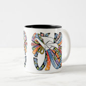 Origamiクレーン和紙の幸運のNoshiの折り紙 ツートーンマグカップ (正面右)