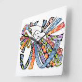 Origamiクレーン和紙の幸運Noshi スクエア壁時計 (傾斜)