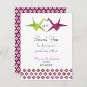 Origamiペーパークレーン結婚式 サンキューカード (正面/裏面)