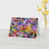 Origami 1,000のペーパークレーン写真 カード (黄色い花)