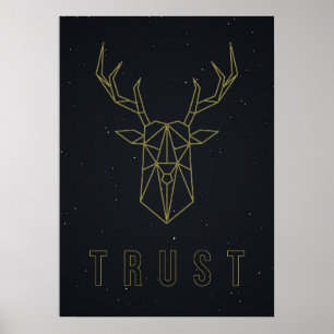 Origami deer affirmation poster to self-care ポスター