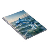 Origami dolphin jumping out of the sea spiral ノートブック (右側)