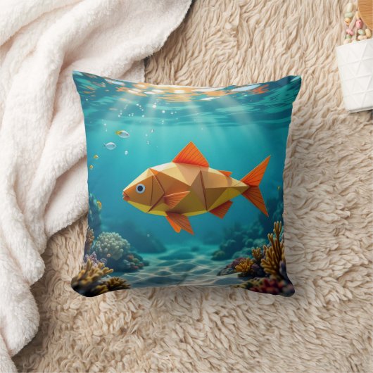 Origami fish and seahorse ocean クッション (ブランケット)