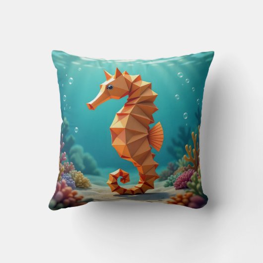 Origami fish and seahorse ocean クッション (裏面)