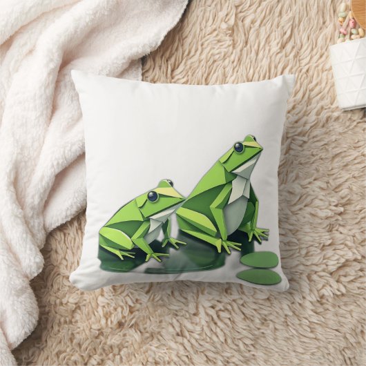 Origami Frogs in Geometric Style クッション (ブランケット)