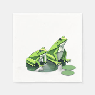 Origami Frogs in Geometric Style スタンダードカクテルナプキン