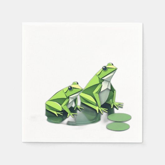 Origami Frogs in Geometric Style スタンダードカクテルナプキン (正面)