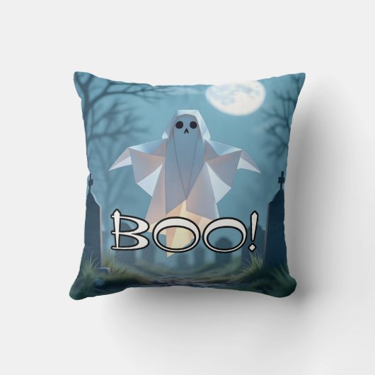 Origami Halloween Scary Ghost Silly クッション (裏面)