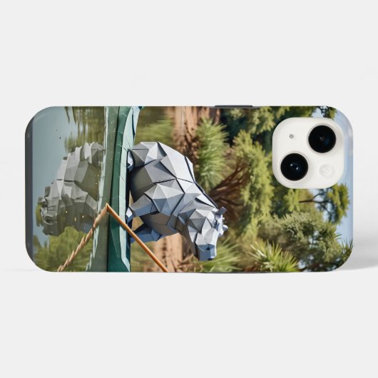 Origami Hippo in a canoe  iPhoneケース (裏面横)