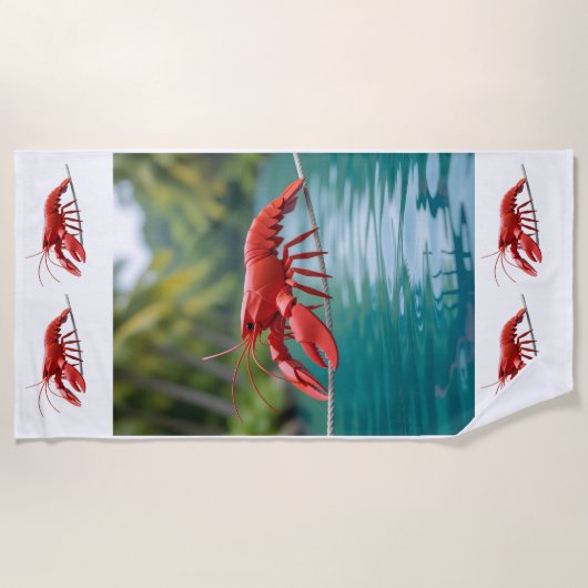 Origami lobster on a tightrope ビーチタオル (正面)
