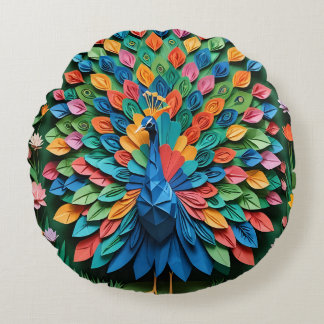 Origami Peacock  ラウンドクッション