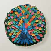 Origami Peacock  ラウンドクッション (裏面)