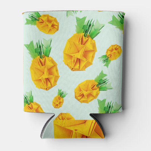 Origami Pineapple：トロピカルイエローデザイン 缶クーラー (正面)