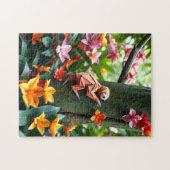 Origami Sloth climbing a tree in a luscious jungle ジグソーパズル (横)