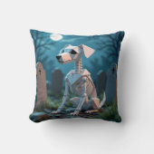 Origami Spooky Skeleton Dog Halloween Throw Pillow クッション (正面)