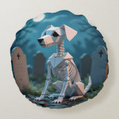 Origami Spooky Skeleton Dog Halloween Throw Pillow ラウンドクッション (裏面)