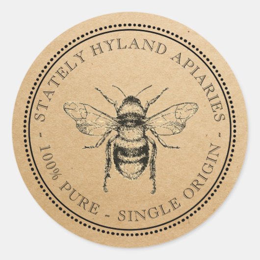 Origin Your 独身の Name Here Kraft Honey Jarラベル ラウンドシール (正面)