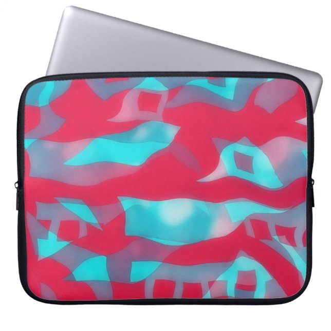 Original Abstract Art Aqua and Pink Laptop Sleeve ラップトップスリーブ (正面)