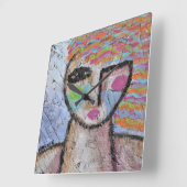 Original Abstract Art Large Clock スクエア壁時計 (傾斜)