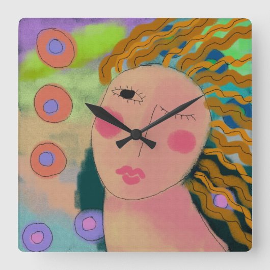 Original Abstract Art Square Wall Clock スクエア壁時計 (正面)