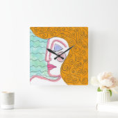 Original Abstract Painting Square Wall Clock スクエア壁時計 (ホーム)