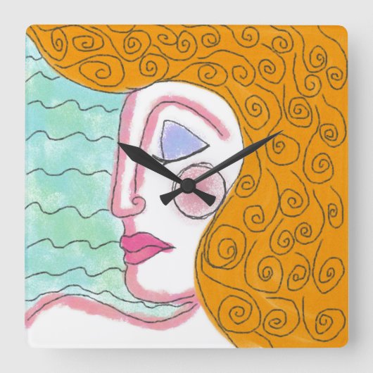 Original Abstract Painting Square Wall Clock スクエア壁時計 (正面)