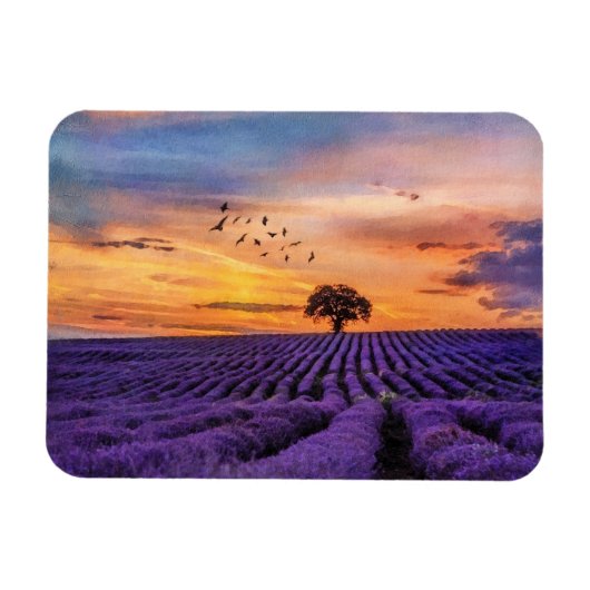 Original Art Lone Tree Peaceful Scenery   マグネット (横)