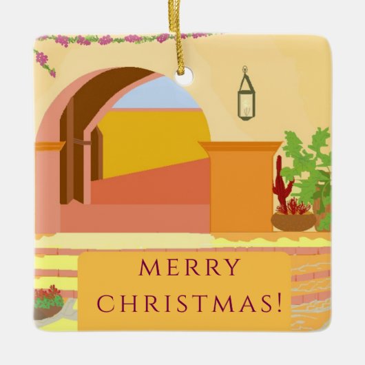 Original Art Mexican Patio  セラミックオーナメント (正面)