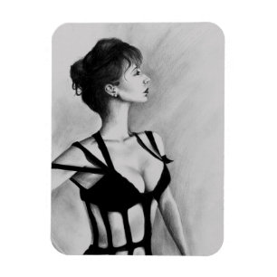 Original Art Portrait Drawing貴婦人の磁石 マグネット