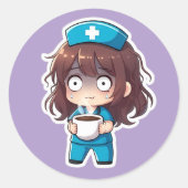 Original Chibi Nurse 2.0 - Total Burnout ラウンドシール (正面)