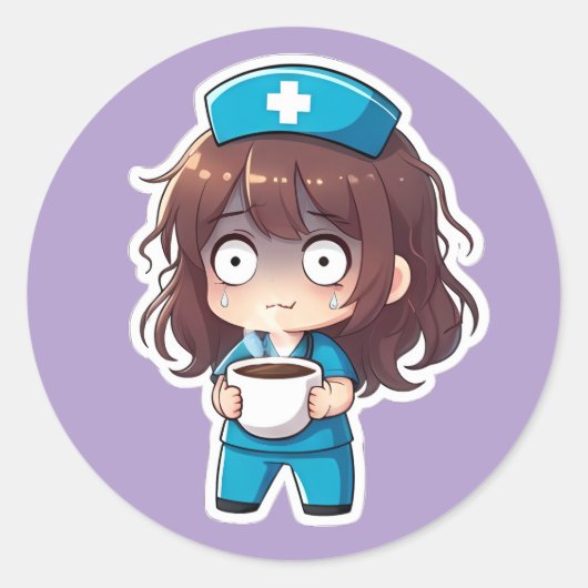 Original Chibi Nurse 2.0 - Total Burnout ラウンドシール (正面)