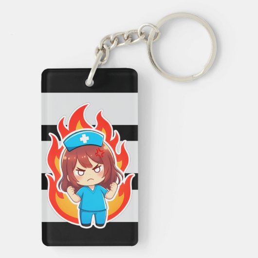 Original Chibi Nurse 3.0 - Angry キーホルダー (裏面)